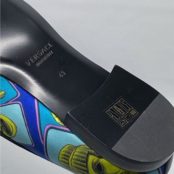 Versace Masks Print Silk Twill Loafer size 43/us size 10